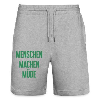 People make you tired - Funny saying - Stanley/Stella Trainer Unisex Organic Jogging Shorts - heather grey - Front - Nik (191cm) & Marisol (170cm)