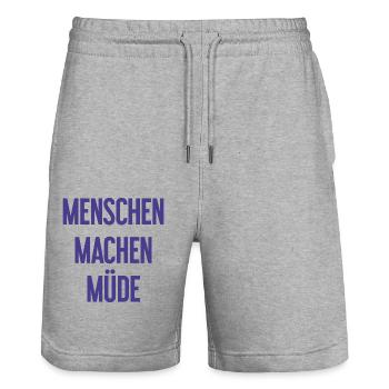 Les gens vous fatiguent - Drôle de dicton - Short de jogging bio TRAINER Stanley/Stella unisexe - gris chiné - Devant - Nik (191cm) & Marisol (170cm)