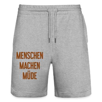 Les gens vous fatiguent - Drôle de dicton - Short de jogging bio TRAINER Stanley/Stella unisexe - gris chiné - Devant - Nik (191cm) & Marisol (170cm)