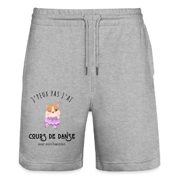 J’peux pas j’ai cours de danse avec mon hamster - Short de jogging bio TRAINER Stanley/Stella unisexe - gris chiné - Devant - Nik (191cm) & Marisol (170cm)