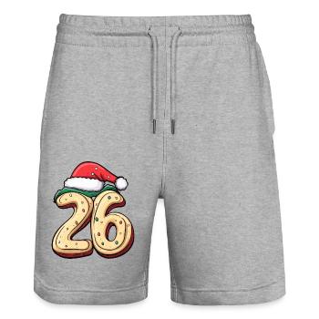 26 Number Christmas Cookie - Stanley/Stella Trainer Unisex Organic Jogging Shorts - heather grey - Front - Nik (191cm) & Marisol (170cm)