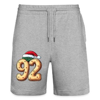 92 Zahl Weihnachten Keks - Stanley/Stella Unisex Bio Joggingshorts Trainer  - Grau meliert - Vorne - Nik (191cm) & Marisol (170cm)