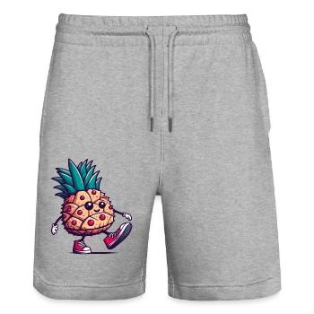 Walking Pineapple - Stanley/Stella Trainer Unisex Organic Jogging Shorts - heather grey - Front - Nik (191cm) & Marisol (170cm)