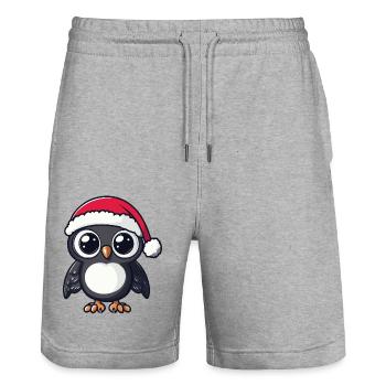 Owl Christmas - Stanley/Stella Trainer Unisex Organic Jogging Shorts - heather grey - Front - Nik (191cm) & Marisol (170cm)