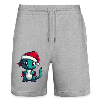 Noël du dragon - Short de jogging bio TRAINER Stanley/Stella unisexe - gris chiné - Devant - Nik (191cm) & Marisol (170cm)