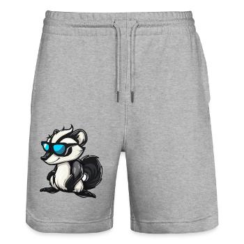 Skunk Bande dessinée Cool - Short de jogging bio TRAINER Stanley/Stella unisexe - gris chiné - Devant - Nik (191cm) & Marisol (170cm)