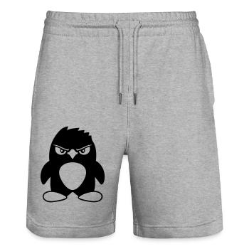 Pingouin a l’air sérieux mal dangereux look cool - Short de jogging bio TRAINER Stanley/Stella unisexe - gris chiné - Devant - Nik (191cm) & Marisol (170cm)