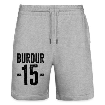 Burdur 15 – Stolz auf Kultur und Geschichte - Stanley/Stella Unisex Bio Joggingshorts Trainer  - Grau meliert - Vorne - Nik (191cm) & Marisol (170cm)
