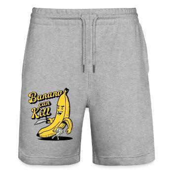 Banana can kill - Stanley/Stella Trainer Unisex Organic Jogging Shorts - heather grey - Front - Nik (191cm) & Marisol (170cm)