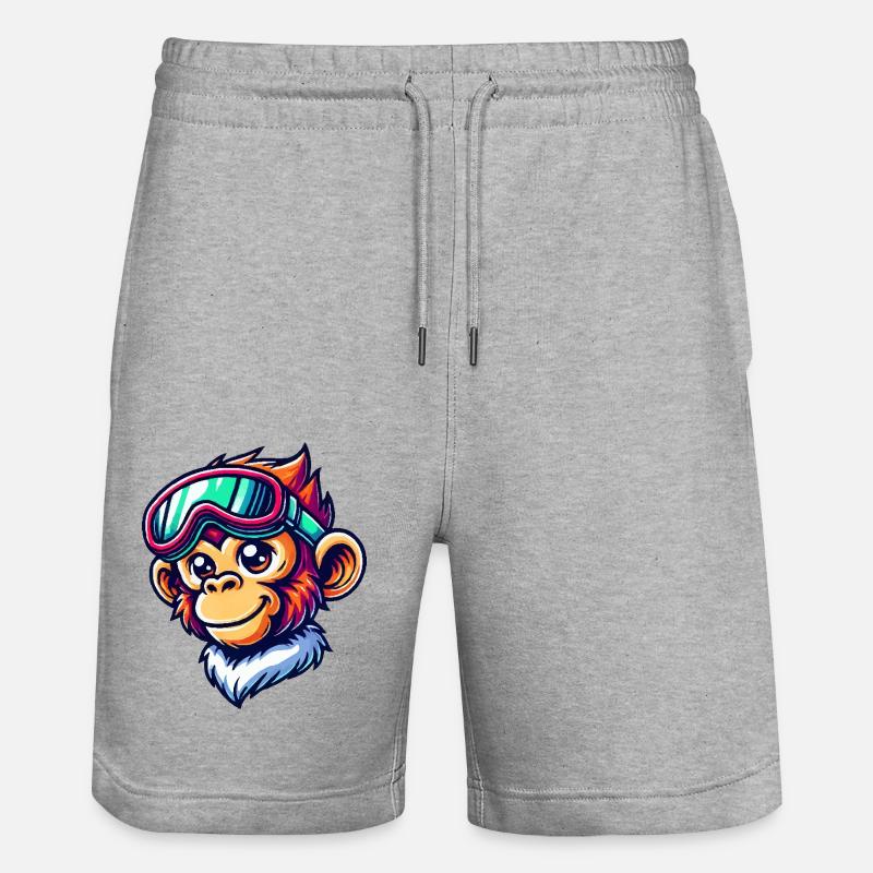 Affe Skibrille Comic - Stanley/Stella Unisex Bio Joggingshorts Trainer  - Grau meliert