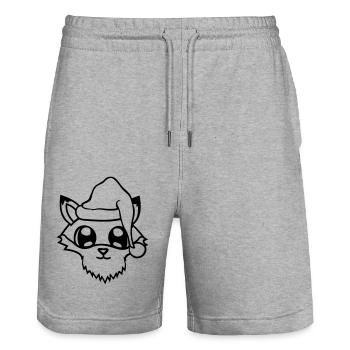Fuchs Rotfuchs Weihnachtsmann Weihnachten Geschenk - Stanley/Stella Unisex Bio Joggingshorts Trainer  - Grau meliert - Vorne - Nik (191cm) & Marisol (170cm)