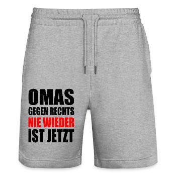 Omas gegen rechts - Stanley/Stella Unisex Bio Joggingshorts Trainer  - Grau meliert - Vorne - Nik (191cm) & Marisol (170cm)