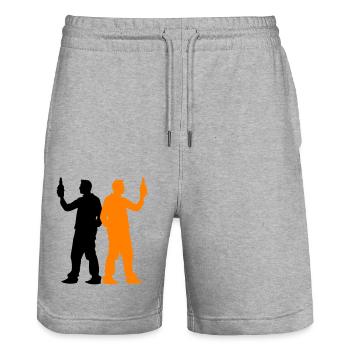 Junggesellenabschied Crew Gruppe - Stanley/Stella Unisex Bio Joggingshorts Trainer  - Grau meliert - Vorne - Nik (191cm) & Marisol (170cm)