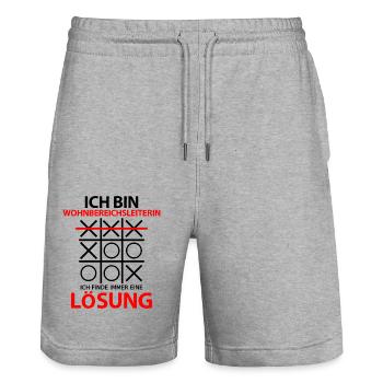 Wohnbereichsleiterin Sprüche Wohnbereichsleitung - Stanley/Stella Unisex Bio Joggingshorts Trainer  - Grau meliert - Vorne - Nik (191cm) & Marisol (170cm)