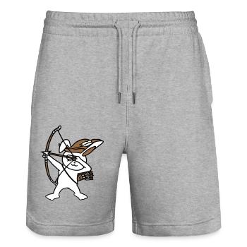 Hase Bogenschütze Mittelater Pfeil Bogen Schießen - Stanley/Stella Unisex Bio Joggingshorts Trainer  - Grau meliert - Vorne - Nik (191cm) & Marisol (170cm)
