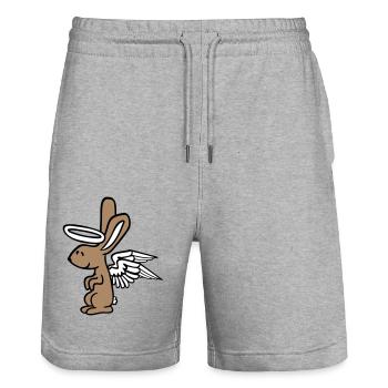 Ange Lapin Saint Ciel Ailes Bon Amour Volant - Short de jogging bio TRAINER Stanley/Stella unisexe - gris chiné - Devant - Nik (191cm) & Marisol (170cm)