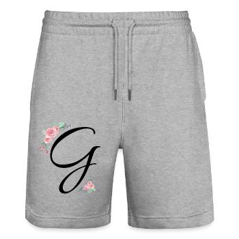 Buchstabe g Blumen - Stanley/Stella Unisex Bio Joggingshorts Trainer  - Grau meliert - Vorne - Nik (191cm) & Marisol (170cm)