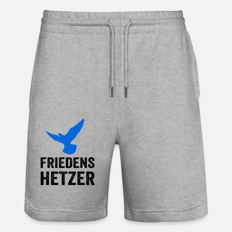 FRIEDENSHETZER mit Friedenstaube - Stanley/Stella Unisex Bio Joggingshorts Trainer  - Grau meliert