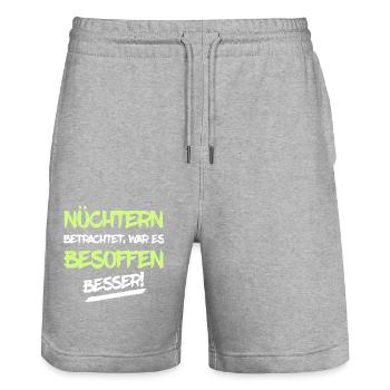 Nüchtern betrachtet, war es besoffen besser - Stanley/Stella Unisex Bio Joggingshorts Trainer  - Grau meliert - Vorne - Nik (191cm) & Marisol (170cm)