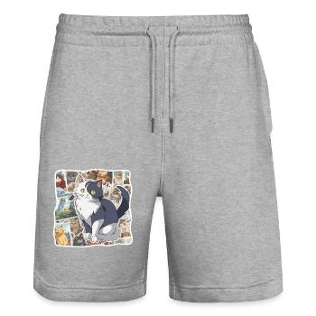 Anime / Bande dessinée / Japonais / Dessin animé / Dessin animé - Short de jogging bio TRAINER Stanley/Stella unisexe - gris chiné - Devant - Nik (191cm) & Marisol (170cm)