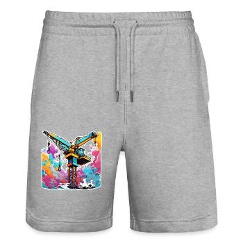 Grue / de chantier / treuil / système de grue - Short de jogging bio TRAINER Stanley/Stella unisexe - gris chiné - Devant - Nik (191cm) & Marisol (170cm)