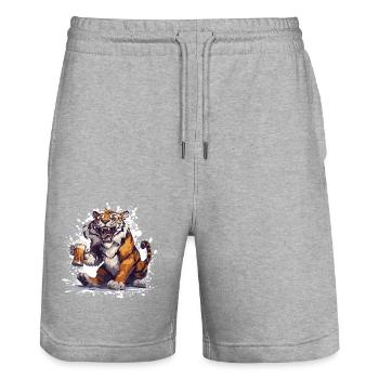 Tiger Bier Lustig - Stanley/Stella Unisex Bio Joggingshorts Trainer  - Grau meliert - Vorne - Nik (191cm) & Marisol (170cm)