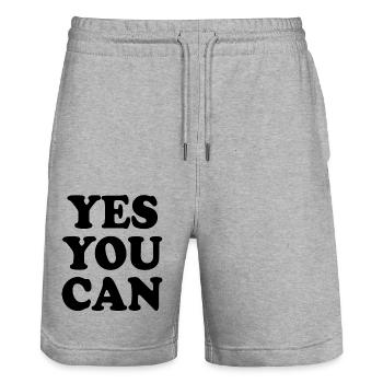 Yes you can - Short de jogging bio TRAINER Stanley/Stella unisexe - gris chiné - Devant - Nik (191cm) & Marisol (170cm)