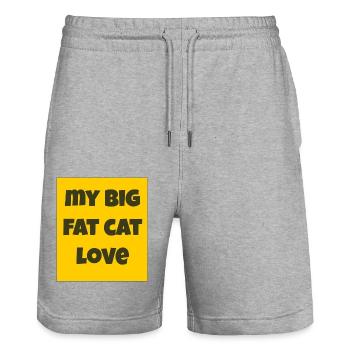 My Big Fat Catlove 2 - Stanley/Stella Trainer Unisex Organic Jogging Shorts - heather grey - Front - Nik (191cm) & Marisol (170cm)