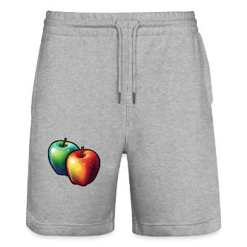Apfel / Frucht / Obst / Gesund / Bio / Ernährung - Stanley/Stella Unisex Bio Joggingshorts Trainer  - Grau meliert - Vorne - Nik (191cm) & Marisol (170cm)
