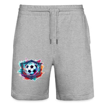 Soccer / Game / Ball / Field / Shooting - Stanley/Stella Trainer Unisex Organic Jogging Shorts - heather grey - Front - Nik (191cm) & Marisol (170cm)