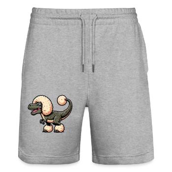 Poodle T-Rex Fusion Cartoon - Stanley/Stella Trainer Unisex Organic Jogging Shorts - heather grey - Front - Nik (191cm) & Marisol (170cm)