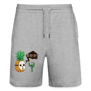 Ananas und witz - Stanley/Stella Unisex Bio Joggingshorts Trainer  - Grau meliert - Vorne - Nik (191cm) & Marisol (170cm)