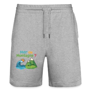 sea or mountain - Stanley/Stella Trainer Unisex Organic Jogging Shorts - heather grey - Front - Nik (191cm) & Marisol (170cm)