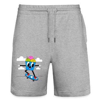 Skaten Lustig - Stanley/Stella Unisex Bio Joggingshorts Trainer  - Grau meliert - Vorne - Nik (191cm) & Marisol (170cm)