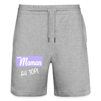BONNE FÊTE MAMAN. MAMAN. FÊTE DES MÈRES - Short de jogging bio TRAINER Stanley/Stella unisexe - gris chiné - Devant - Nik (191cm) & Marisol (170cm)