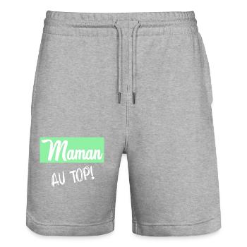 MAMAN. FÊTE DES MÈRES - Short de jogging bio TRAINER Stanley/Stella unisexe - gris chiné - Devant - Nik (191cm) & Marisol (170cm)