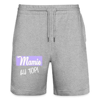 OMA. MUTTERTAG - Stanley/Stella Unisex Bio Joggingshorts Trainer  - Grau meliert - Vorne - Nik (191cm) & Marisol (170cm)