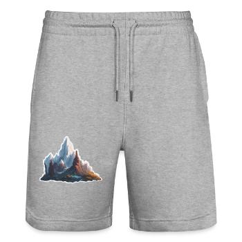 Berg / Alpen / Gipfel / Natur / Wald / Gestein - Stanley/Stella Unisex Bio Joggingshorts Trainer  - Grau meliert - Vorne - Nik (191cm) & Marisol (170cm)