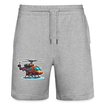 Helicopter / Helicopter / Flying / Aviation - Stanley/Stella Trainer Unisex Organic Jogging Shorts - heather grey - Front - Nik (191cm) & Marisol (170cm)