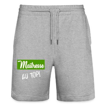 GELIEBTE. VIELEN DANK. DANKE, HERRIN - Stanley/Stella Unisex Bio Joggingshorts Trainer  - Grau meliert - Vorne - Nik (191cm) & Marisol (170cm)