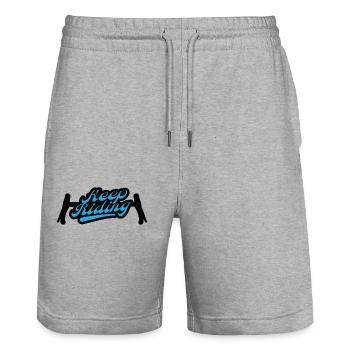 Keep Riding Design Gravelbike Lenker, Geschenk - Stanley/Stella Unisex Bio Joggingshorts Trainer  - Grau meliert - Vorne - Nik (191cm) & Marisol (170cm)
