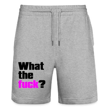 what the fuck ? Couleurs personnalisables - Short de jogging bio TRAINER Stanley/Stella unisexe - gris chiné - Devant - Nik (191cm) & Marisol (170cm)