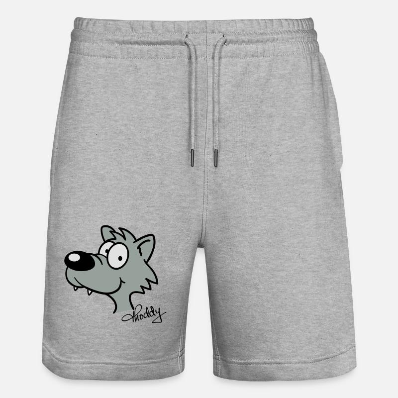 Wolf beflockbar - Stanley/Stella Unisex Bio Joggingshorts Trainer  - Grau meliert