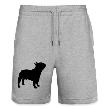 Französische Bulldogge - Stanley/Stella Unisex Bio Joggingshorts Trainer  - Grau meliert - Vorne - Nik (191cm) & Marisol (170cm)