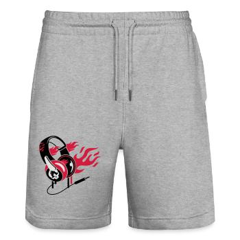 casque et les flammes - Short de jogging bio TRAINER Stanley/Stella unisexe - gris chiné - Devant - Nik (191cm) & Marisol (170cm)