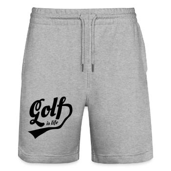 Welle ist Leben Retro-Design - Stanley/Stella Unisex Bio Joggingshorts Trainer  - Grau meliert - Vorne - Nik (191cm) & Marisol (170cm)