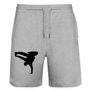 Capoeira dance - Stanley/Stella Trainer Unisex Organic Jogging Shorts - heather grey - Front - Nik (191cm) & Marisol (170cm)