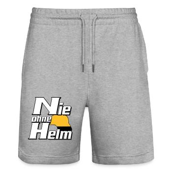 Freiwillige Feuerwehr , Shirt , Nie ohne Helm (25) - Stanley/Stella Unisex Bio Joggingshorts Trainer  - Grau meliert - Vorne - Nik (191cm) & Marisol (170cm)