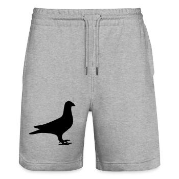Pigeon shadow image logo carrier pigeon association - Stanley/Stella Trainer Unisex Organic Jogging Shorts - heather grey - Front - Nik (191cm) & Marisol (170cm)