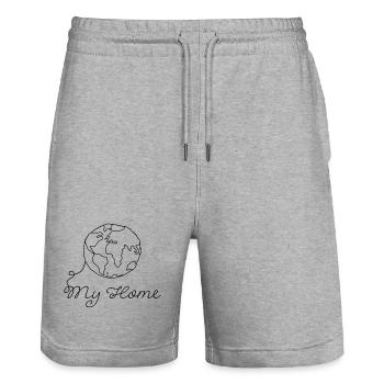 Planet Earth - Stanley/Stella Trainer Unisex Organic Jogging Shorts - heather grey - Front - Nik (191cm) & Marisol (170cm)